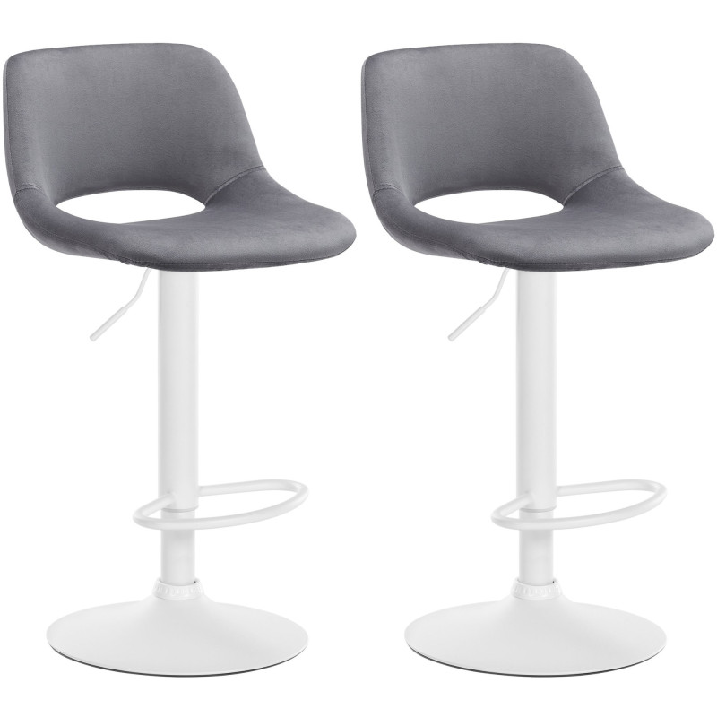 Ensemble de 2 tabourets de bar Camden en velours blanc gris foncé
