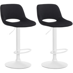 Lot de 2 tabourets de bar en velours Camden en blanc et noir