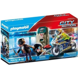 PLAYMOBIL - 70572 - City Action - Policier avec moto et voleur - Bleu - A partir de 4 ans - Mixte