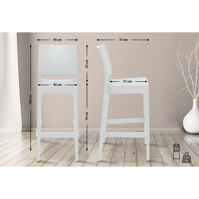 Ensemble de 4 tabourets de bar Maya blanc