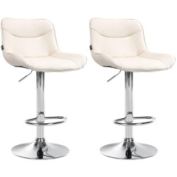 Juego de 2 taburetes de bar Vonore en polipiel Crema,Cromado