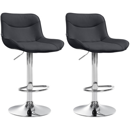 Lot de 2 tabourets de bar Vonore simili cuir chrome noir
