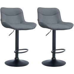 Juego de 2 taburetes de bar Vonore en polipiel Gris,Negro