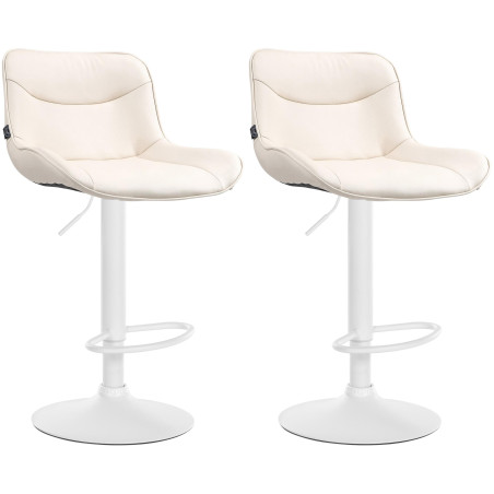 Juego de 2 taburetes de bar Vonore en polipiel Crema,Blanco