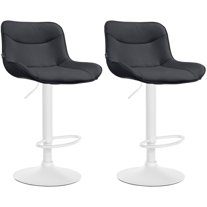 Juego de 2 taburetes de bar Vonore en polipiel Negro,Blanco