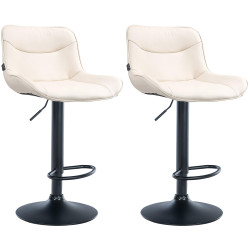 Lot de 2 tabourets de bar Vonore, similicuir, noir crème