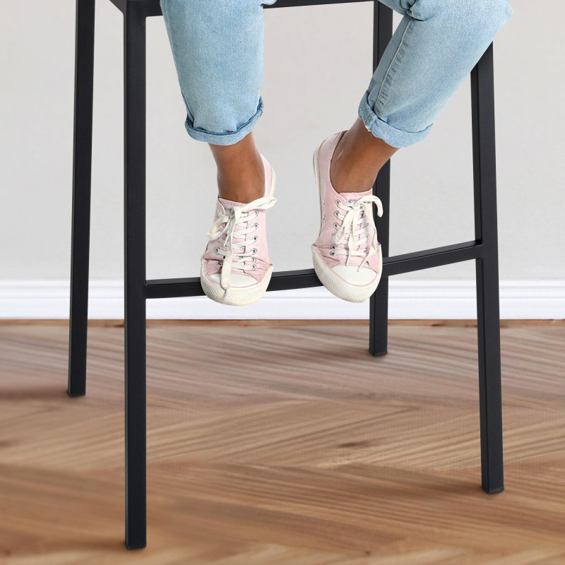 Tabouret de bar en tissu Damaso B avec structure à 4 pieds gris