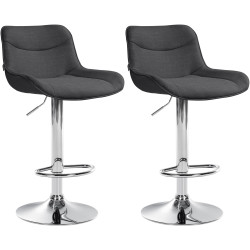 Ensemble de 2 tabourets de bar Vonore, tissu, chrome gris foncé