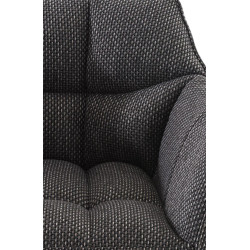 Tabouret de bar en tissu Damaso B avec structure à 4 pieds gris titane