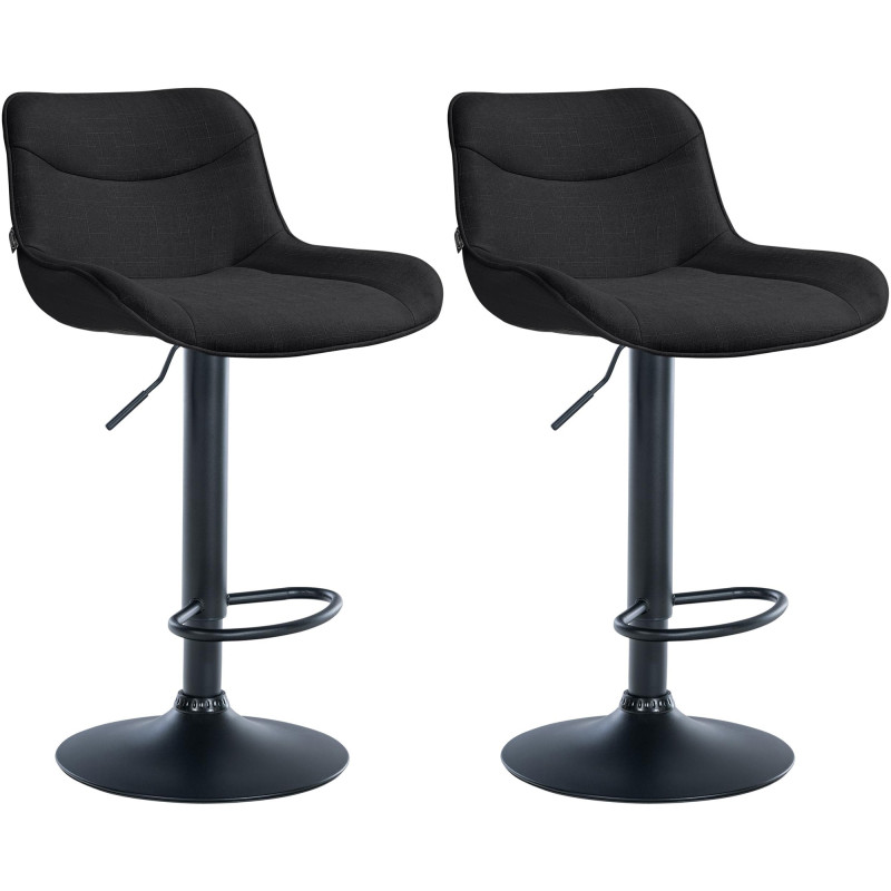 Lot de 2 tabourets de bar Vonore tissu noir noir