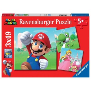 Puzzles 3x49 pieces Super Mario, Puzzle Enfant, Des 5 ans, 05186, Ravensburger