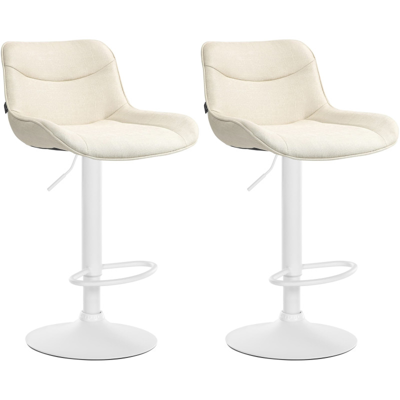 Ensemble de 2 tabourets de bar Vonore, tissu blanc crème