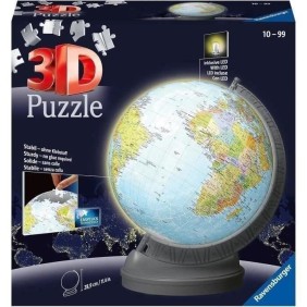 Puzzle 3D Ball éducatif - Globe terrestre lumineux - Ravensburger - 540 pieces - A partir de 10 ans