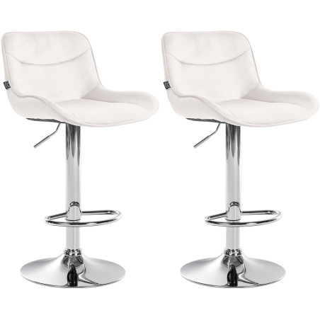 Ensemble de 2 tabourets de bar Vonore en velours chromé crème