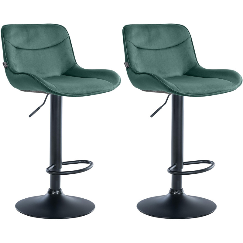 Lot de 2 tabourets de bar Vonore en velours noir vert