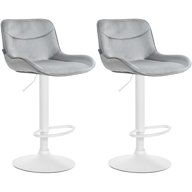 Lot de 2 tabourets de bar Vonore en velours blanc gris