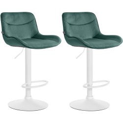 Set di 2 sgabelli da bar Vonore in velluto verde,bianco