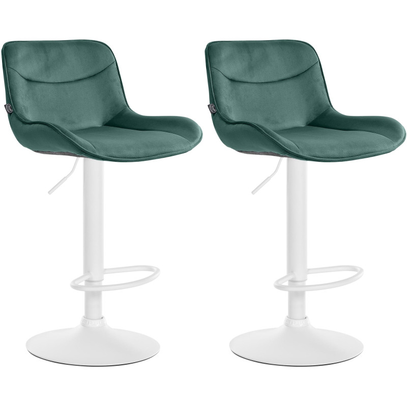Lot de 2 tabourets de bar Vonore en velours blanc vert