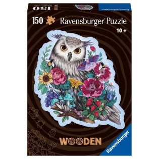 Puzzle en bois Hibou floral 150 pieces robustes et naturelles dont 15 figurines en bois (whimsies), des 10 ans, 17511, Ravensbur