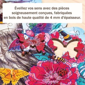 Puzzle en bois Hibou floral 150 pieces robustes et naturelles dont 15 figurines en bois (whimsies), des 10 ans, 17511, Ravensbur