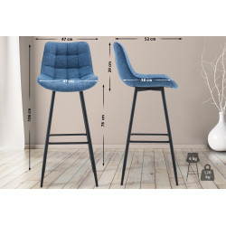 Set de 2 Taburetes de bar Dartford Azul,Tela