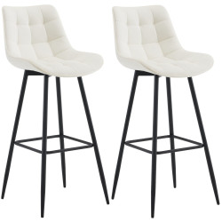 Lot de 2 tabourets de bar Dartford en velours crème