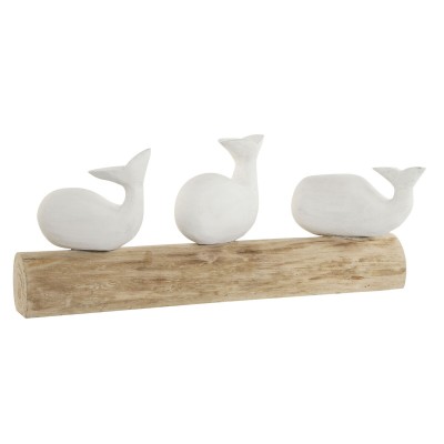 Figurine Décorative Home ESPRIT Blanc Naturel Baleine méditerranéen 52 x 12 x 21 cm