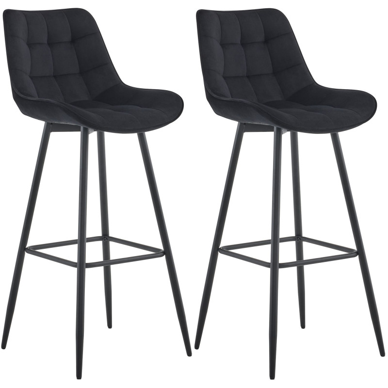 Ensemble de 2 tabourets de bar Dartford en velours noir