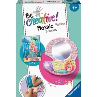 Coffret Mosaique Ravensburger Mermaid - A partir de 7 ans - Décorez facilement 2 objets - Certifié FSC mixte