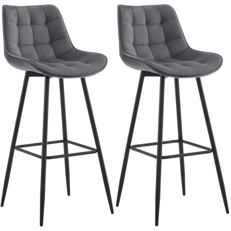 Ensemble de 2 tabourets de bar Dartford en velours gris foncé