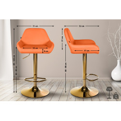 Tabouret de bar Braga Gold en similicuir orange