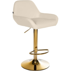 Taburete de bar Braga en polipiel con base dorada Crema