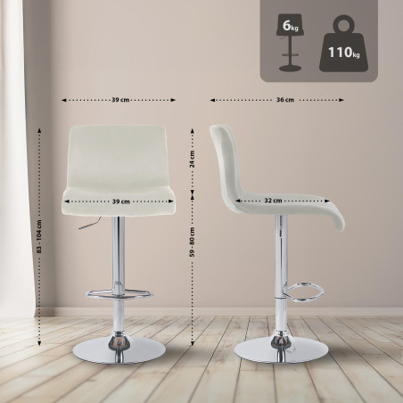 Tabouret de bar Hoover Velvet C crème