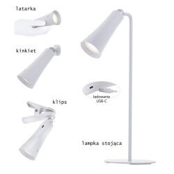 Lampe de bureau Activejet AJE-IDA 4in1 Blanc 80 Métal Plastique 150 Lm 5 W