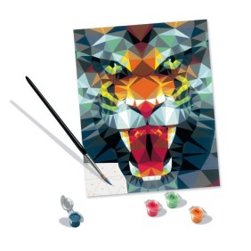 CreArt Tigre polygonal 24x30 cm - Peinture par numéros – Des 12 ans – Ravensburger - 23514