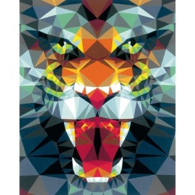 CreArt Tigre polygonal 24x30 cm - Peinture par numéros – Des 12 ans – Ravensburger - 23514