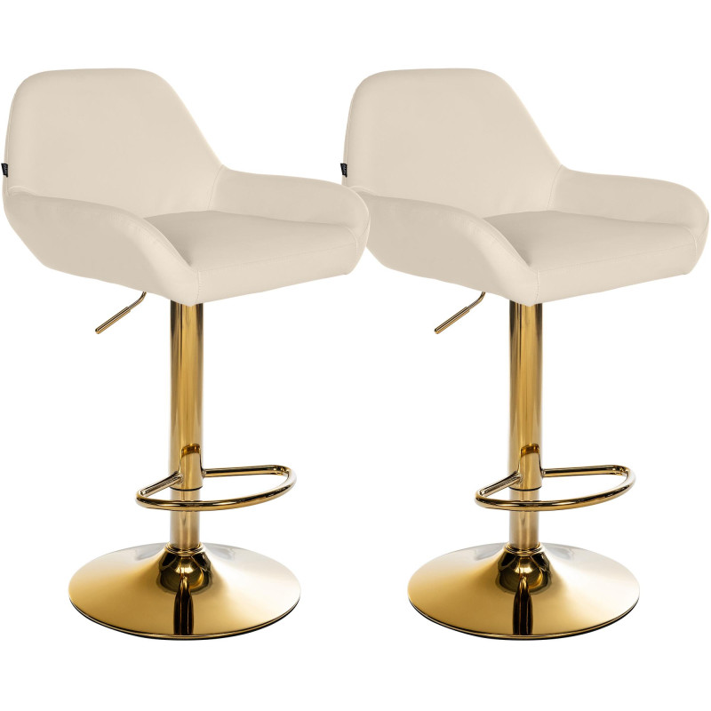 Lot de 2 tabourets de bar Braga Gold simili cuir crème