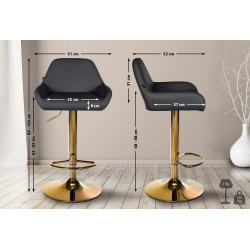 2er Set Barhocker Braga Gold Kunstleder