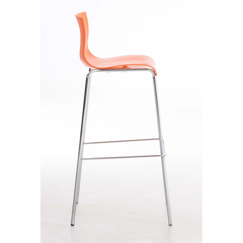Tabouret de bar chromé Hoover avec cadre à 4 pieds orange