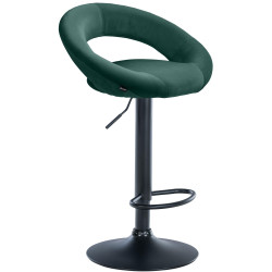 Tabouret de bar Olinda en velours noir vert