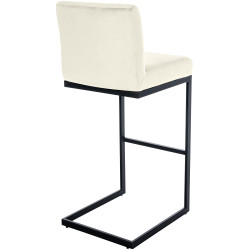 Tabouret de bar en velours Hopewell B crème