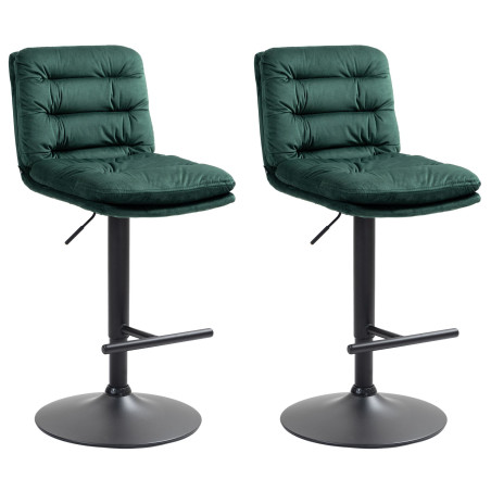 Lot de 2 tabourets de bar en velours Damar, noirs vert