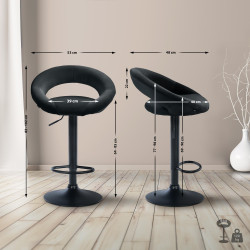 Tabouret de bar Olinda en velours noir noir