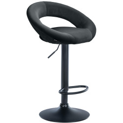 Tabouret de bar Olinda en velours noir noir