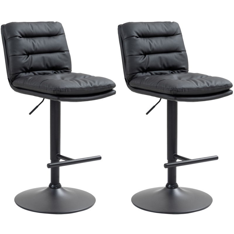 Lot de 2 tabourets de bar Damar simili cuir noir noir