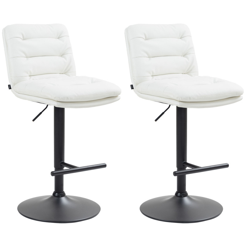 Lot de 2 tabourets de bar Damar, noir et blanc, simili cuir