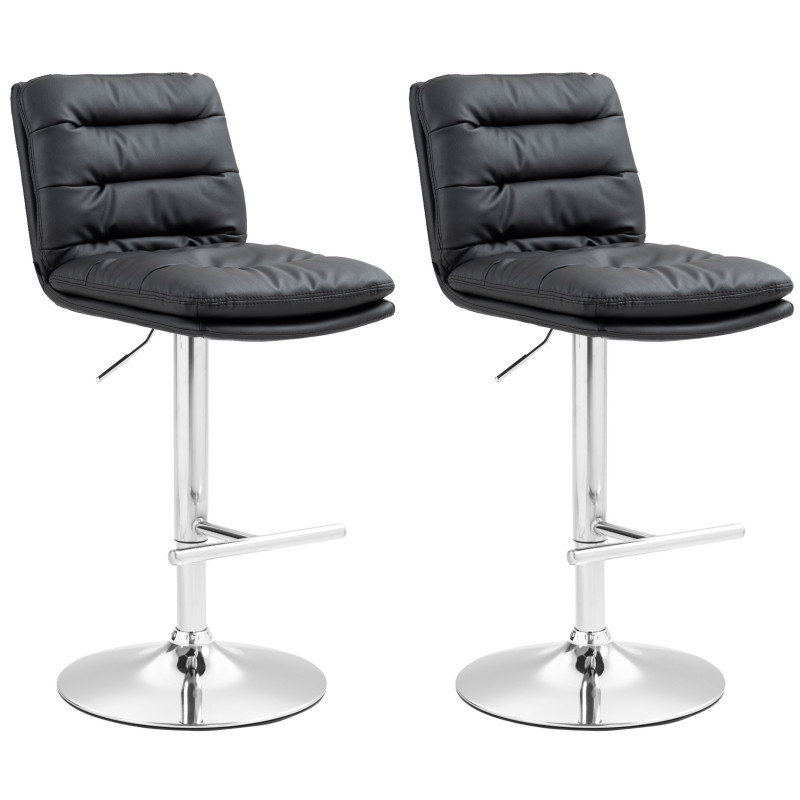 Lot de 2 tabourets de bar Damar simili cuir chrome noir