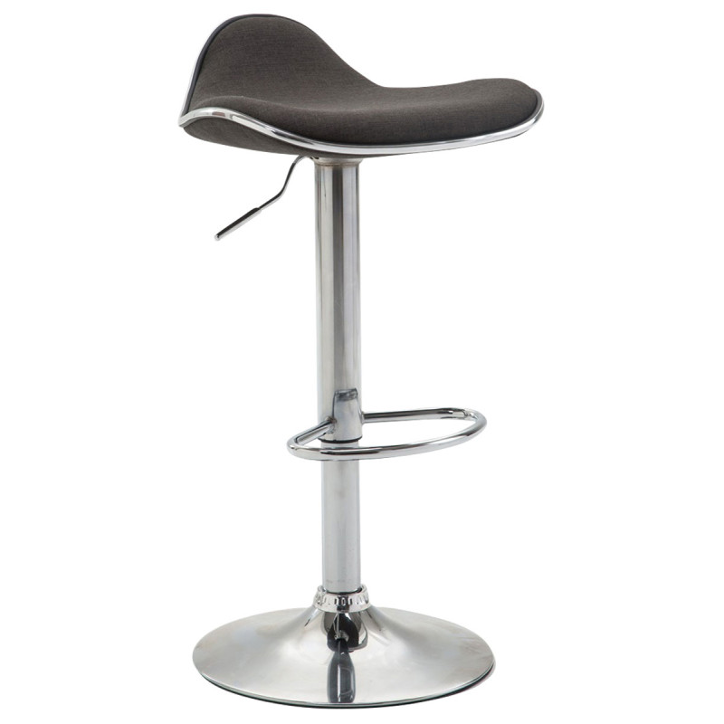 Tabouret de bar Shanghai tissu chromé gris foncé