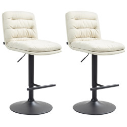 Lot de 2 tabourets de bar en tissu Damar noir crème