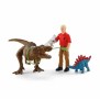 Attaque Tyrannosaure Rex Dinosaurs Figurine, Coffret schleich avec 1 figurine humaine articulée et 1 figurine Trex et 1 figurine